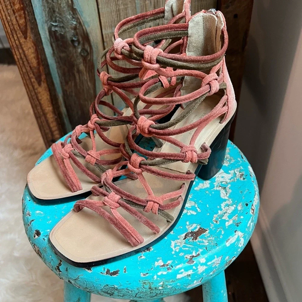 rag & bone Multi color green orange Strappy heels size 6.5 Genuine leather…